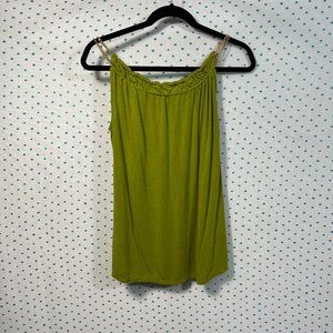 Adrienne Vittadini Studio Green w/ Gold Chain Strap Sleeveless Blouse